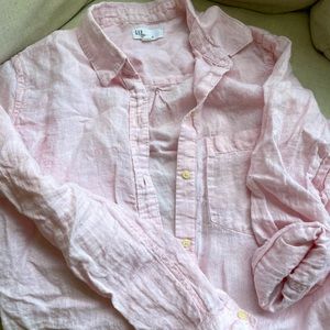 Gap Boyfriend 100% Linen Button Down Shirt